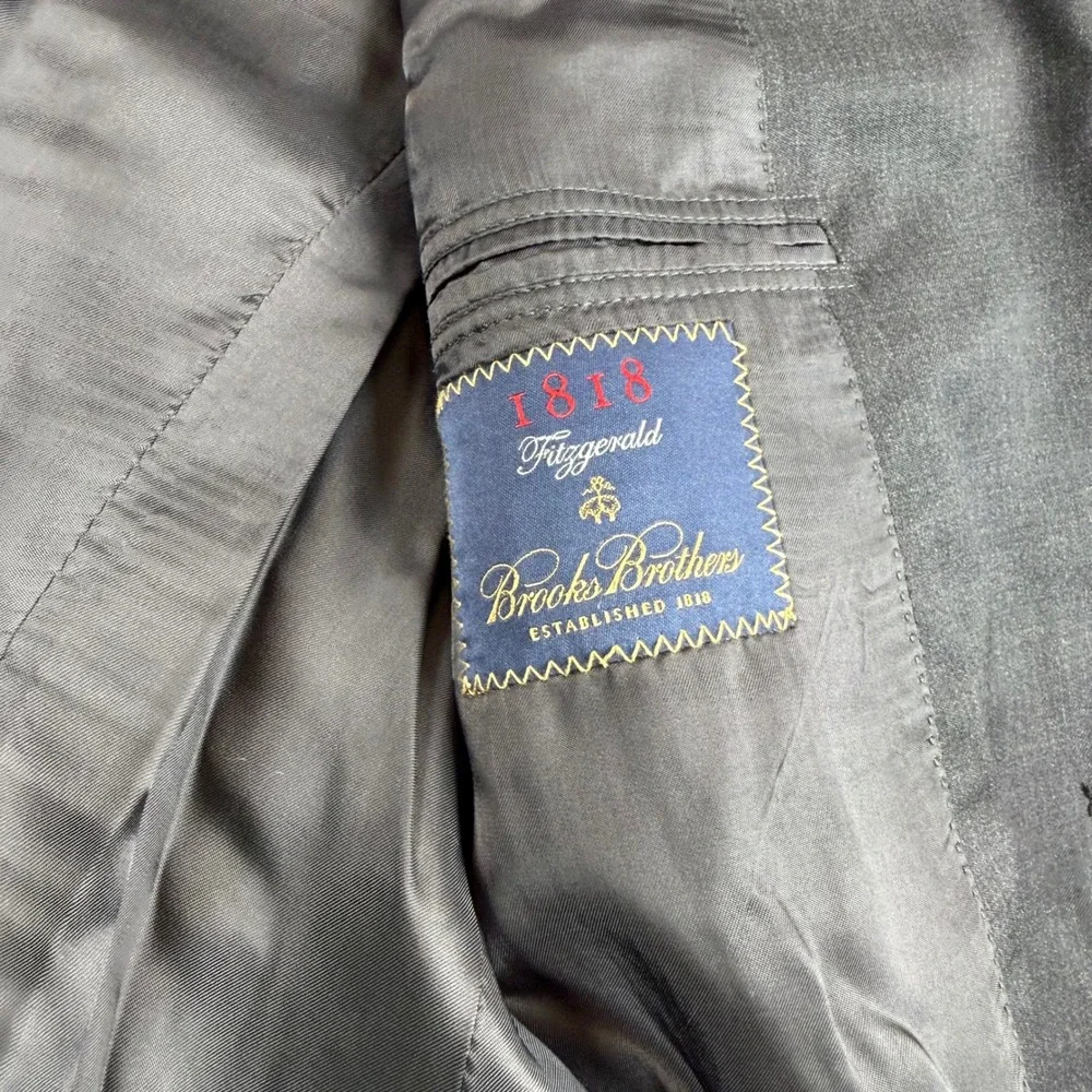 Brooks Brothers Blazer Men 41R Charcoal Grey 1818 Fitzgerald 100% Wool Coat